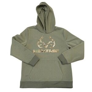 Realtree Hoodie Kids Size L 14/16 Green Camo Logo Pullover Hoodie Sweatshirt
